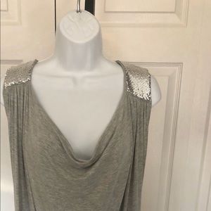 LaRok embellished gray draped tank sz Small